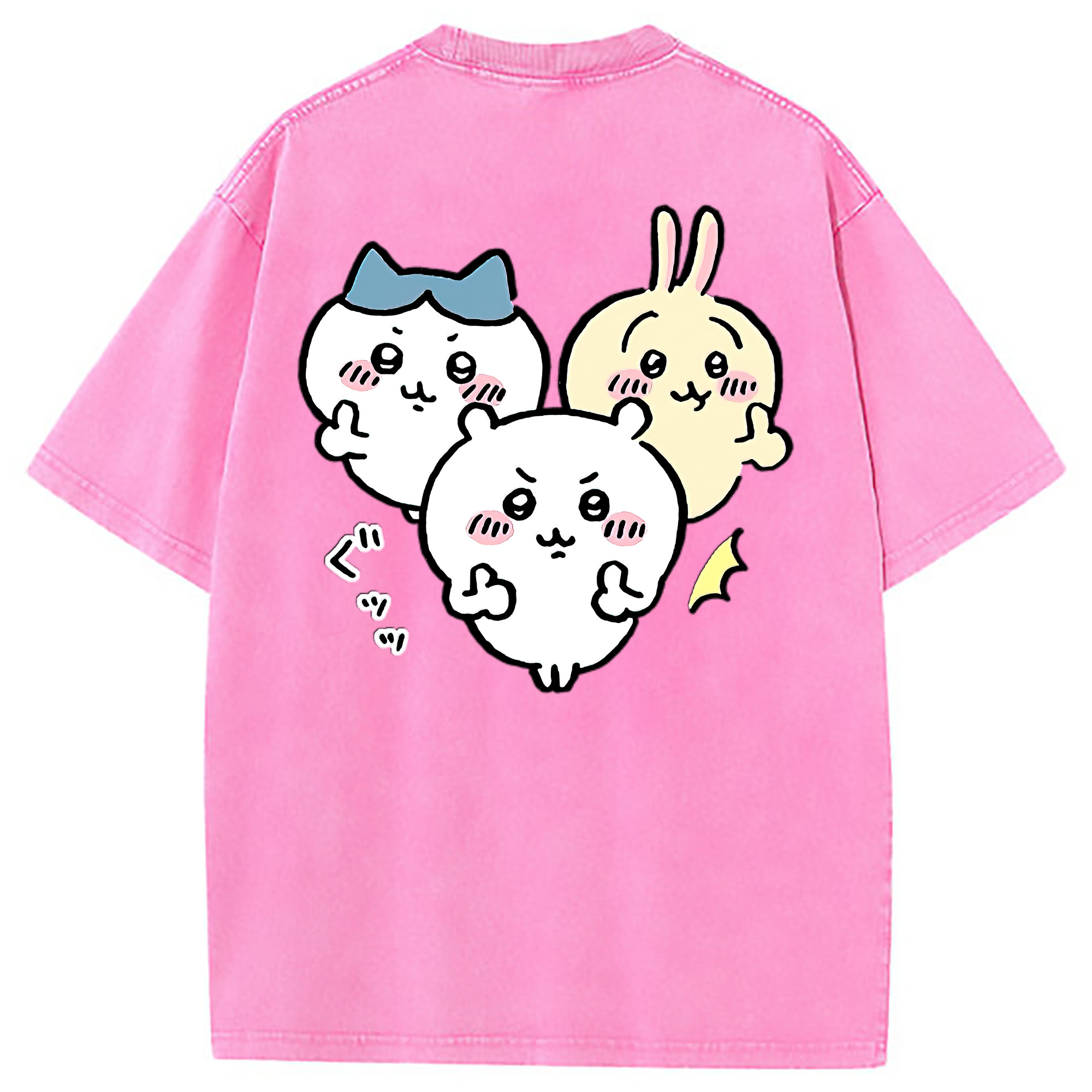 （画像用） ちいかわ うさぎ Chii-kawa usagi 綿100% ヴィンテージ風 半袖Tシャツ（背面プリント）